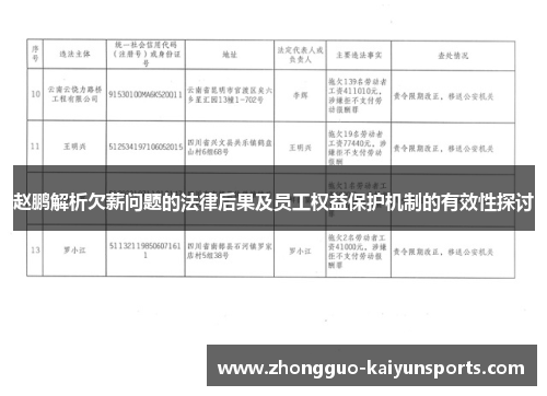 赵鹏解析欠薪问题的法律后果及员工权益保护机制的有效性探讨 赵鹏解析欠薪问题的法律后果及员工权益保护机制的有效性探讨